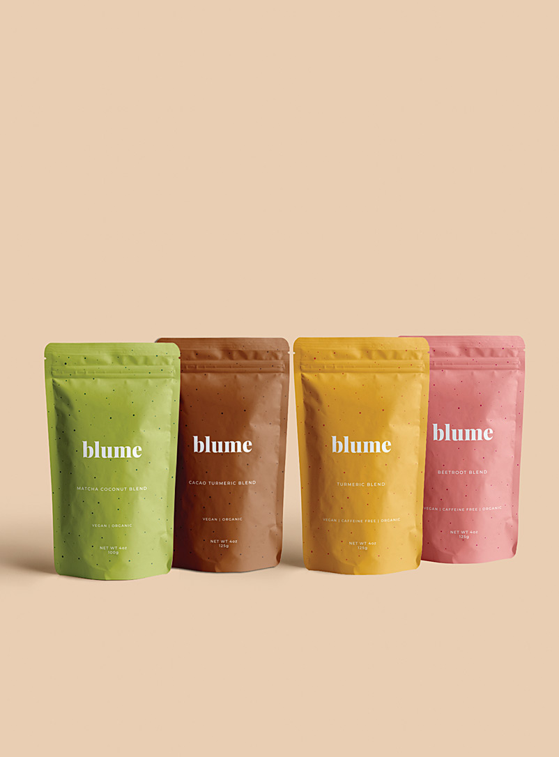 Blume Assorted Turmeric, cacao, matcha and beetroot latte blends Set of 4 for women