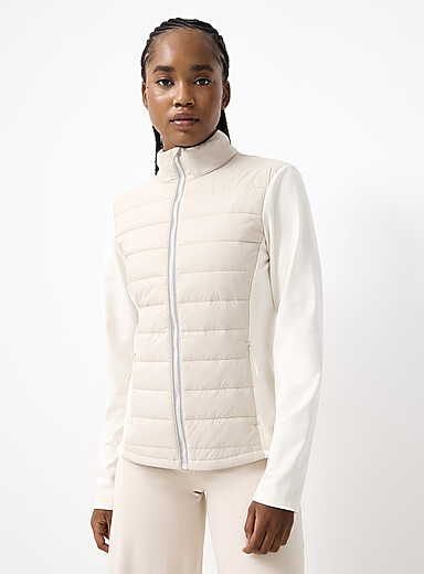 I.FIV5 Ivory/Cream Beige Semi-quilted brushed jersey jacket for women
