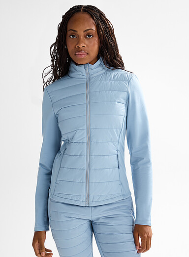I.FIV5: La veste semi-matelass&eacute;e jersey bross&eacute; Bleu p&acirc;le - Bleu ciel pour femme