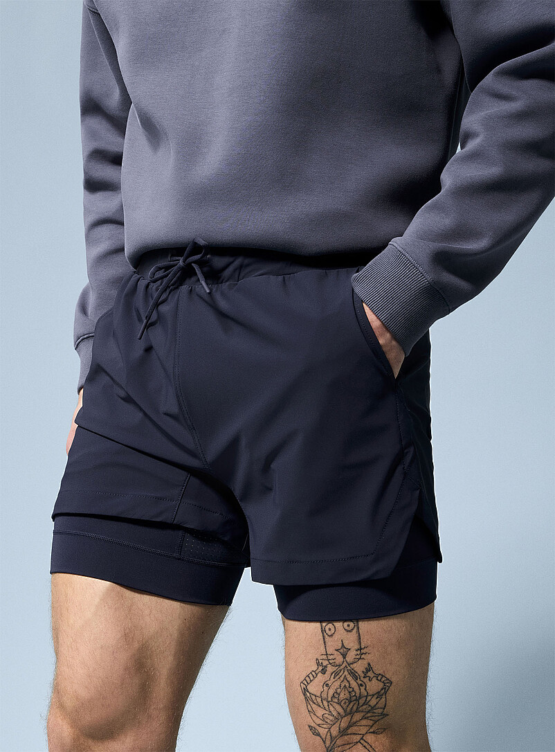 I.FIV5: Le short jersey extensible cuissard int&eacute;gr&eacute; Longueur 4,5 po Bleu marine - Bleu nuit pour homme