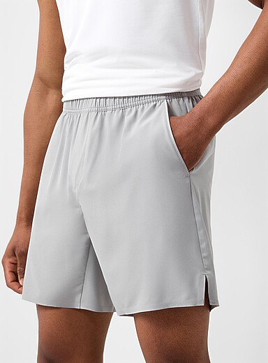 I.FIV5 Grey Minimalist stretch short with no undergarments 7" length for men