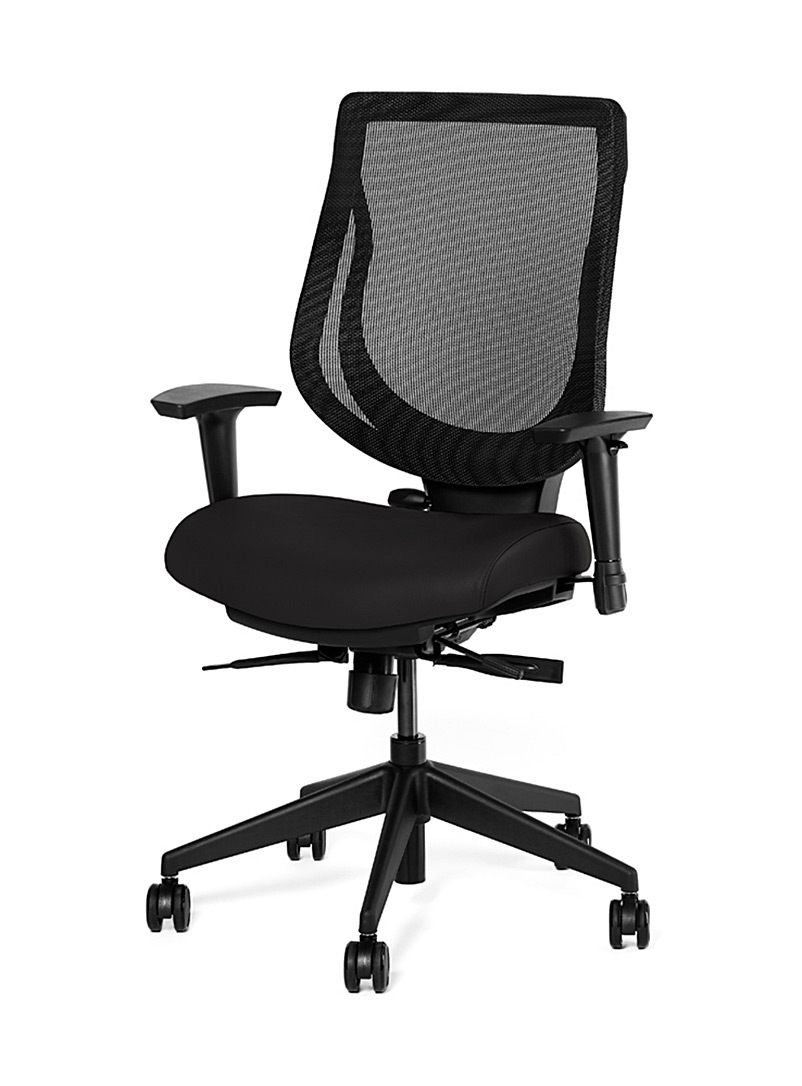 Ergonofis Black YouToo ergonomic chair with leather seat Black base