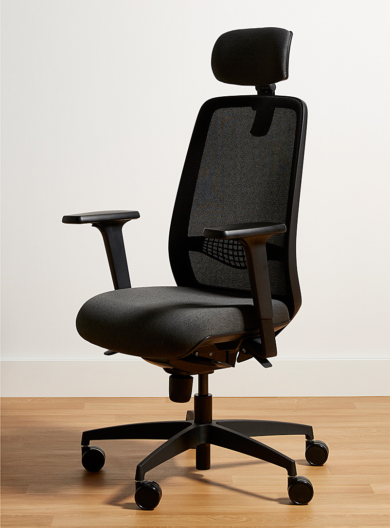 Ergonofis: La chaise ergonomique L1 avec appuie-tête Base noire Noir
