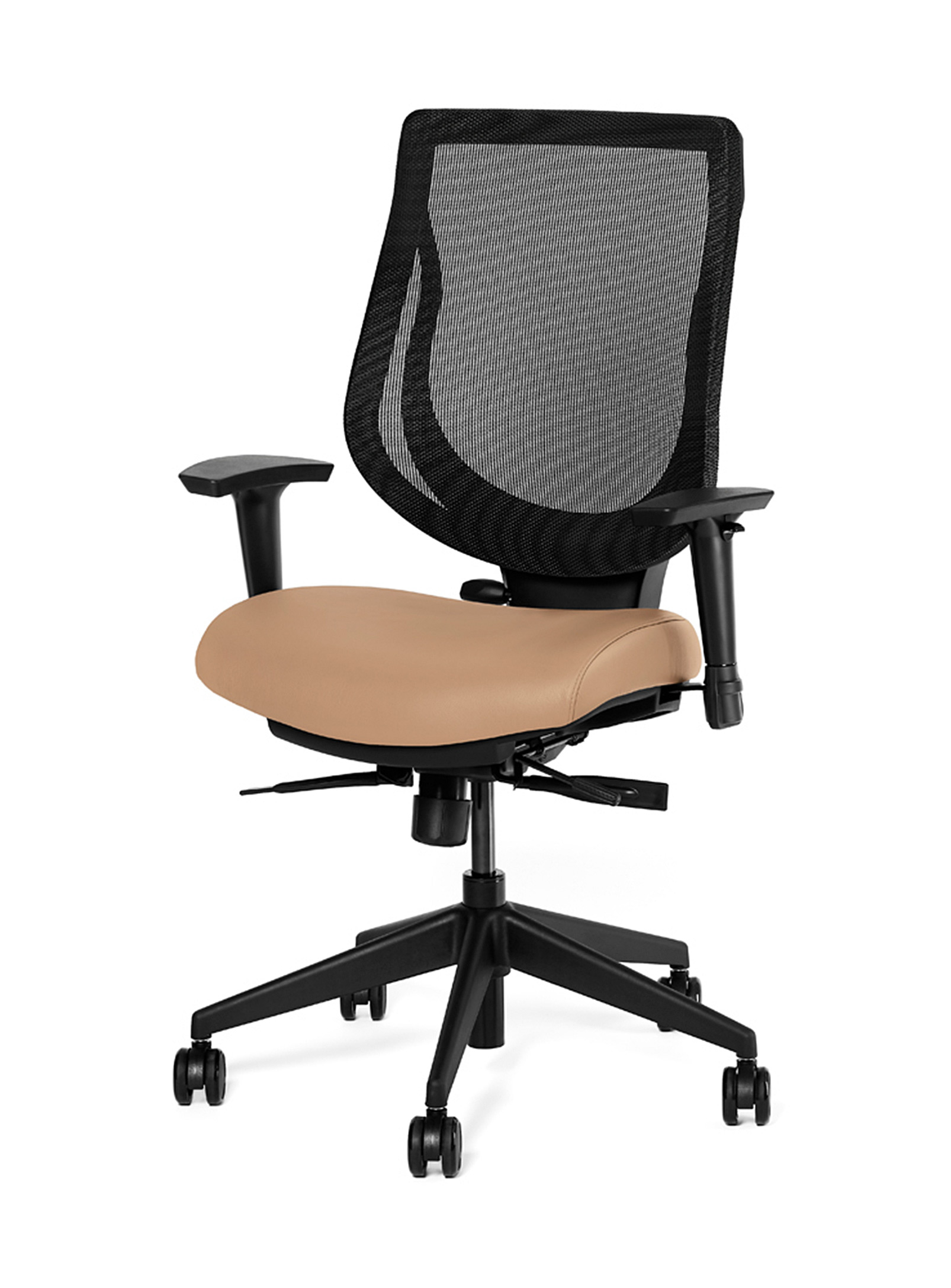 Ergonofis Youtoo Ergonomic Chair With Leather Seat Black Base In Honey