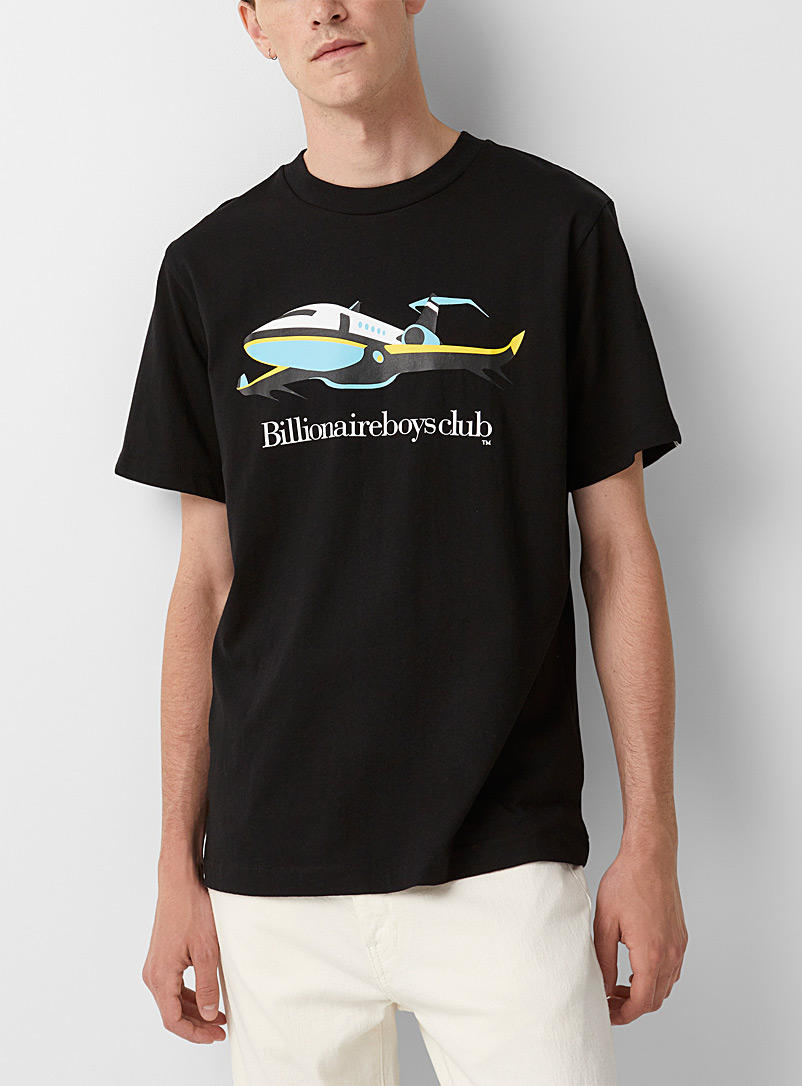 Billionaire Boys Club: Le t-shirt imprimé jet privé Noir pour homme