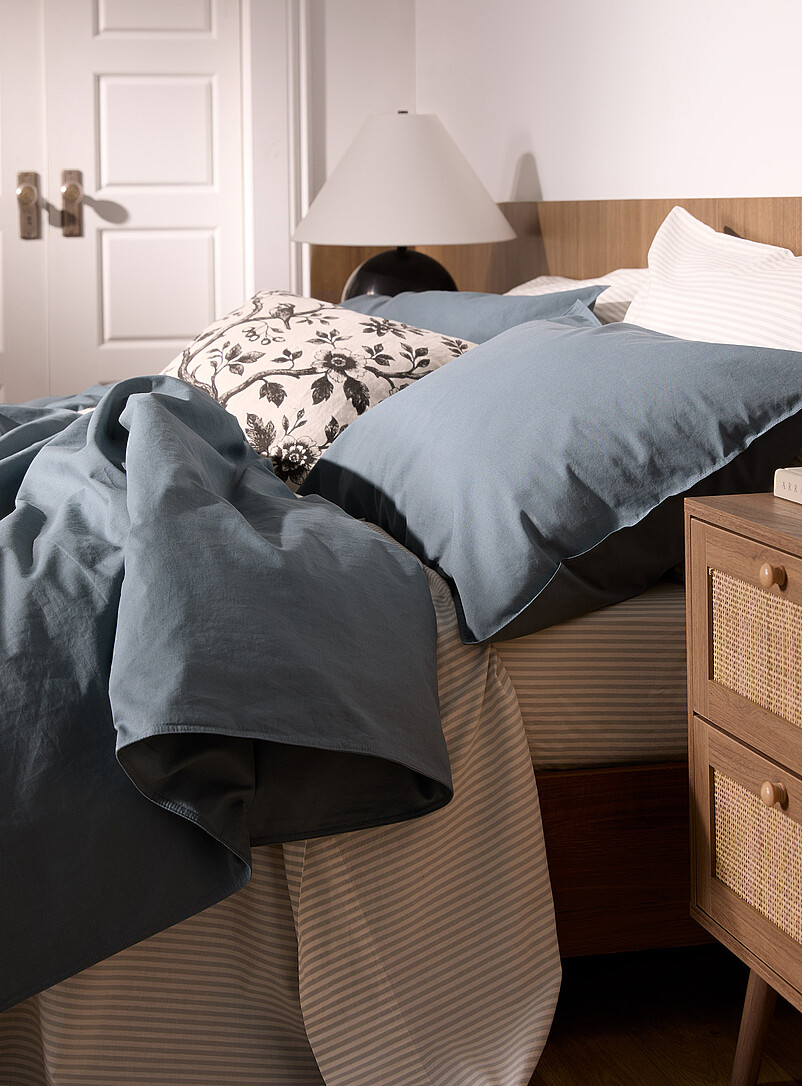 Simons Maison: L'ensemble housse uni pur coton biologique Bleu moyen - Ardoise