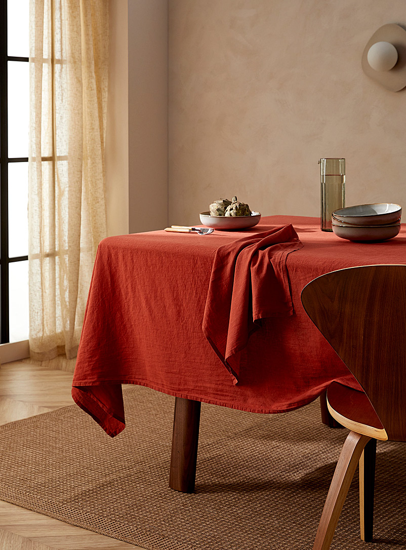 Simons Maison Copper Paprika cotton and linen tablecloth