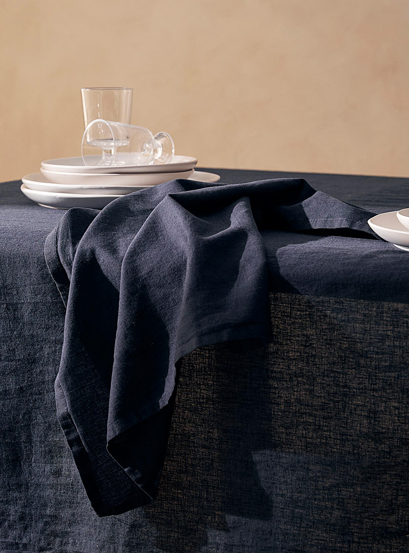 Simons Maison: La serviette de table coton et lin marine Marine