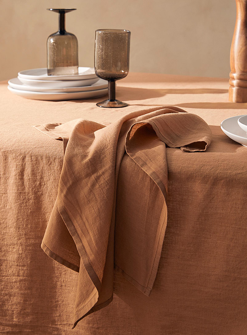 Simons Maison: La serviette de table coton et lin caramel Tan beige fauve