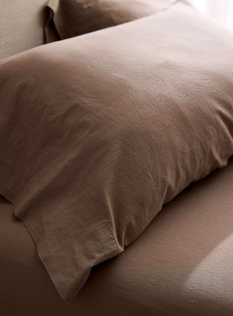 Simons Maison Taupe Solid pure organic cotton sheet set Fits mattresses up to 16 in 144-thread-count