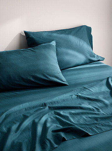 L'ensemble draps pur coton biologique color&eacute; Pour matelas jusqu'&agrave; 16 po 144 fils au pouce