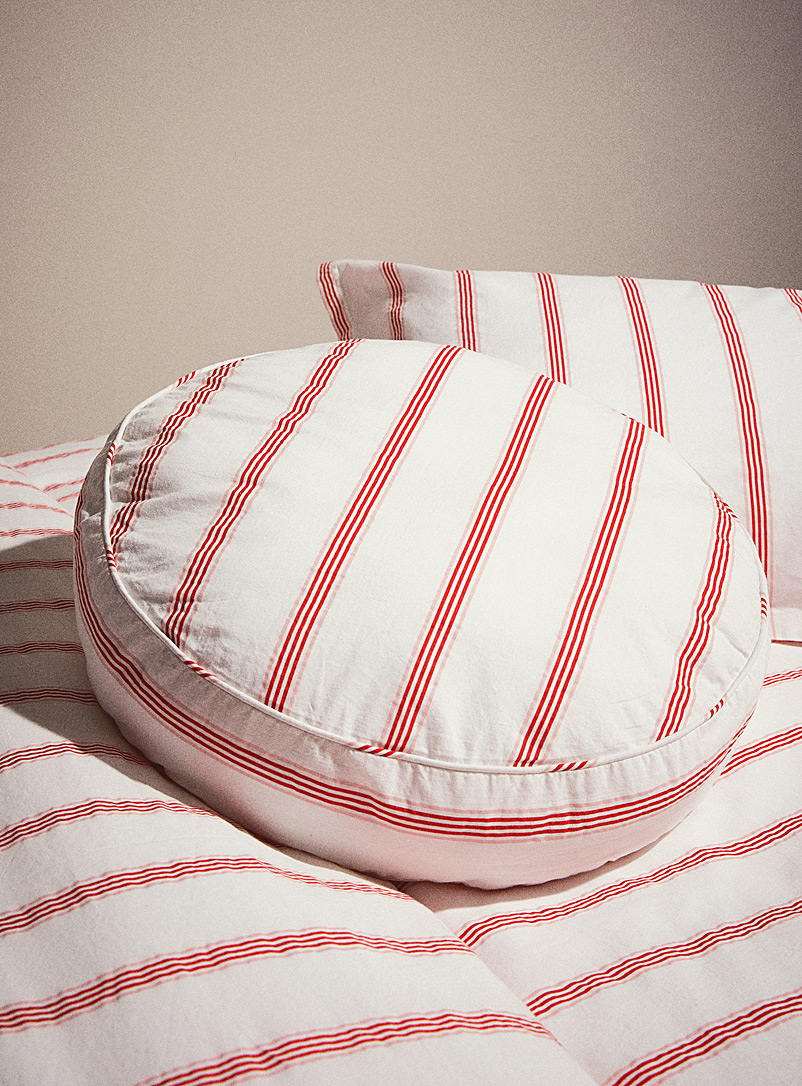 Simons Maison White Contrasting stripes round cushion 45 cm in diameter