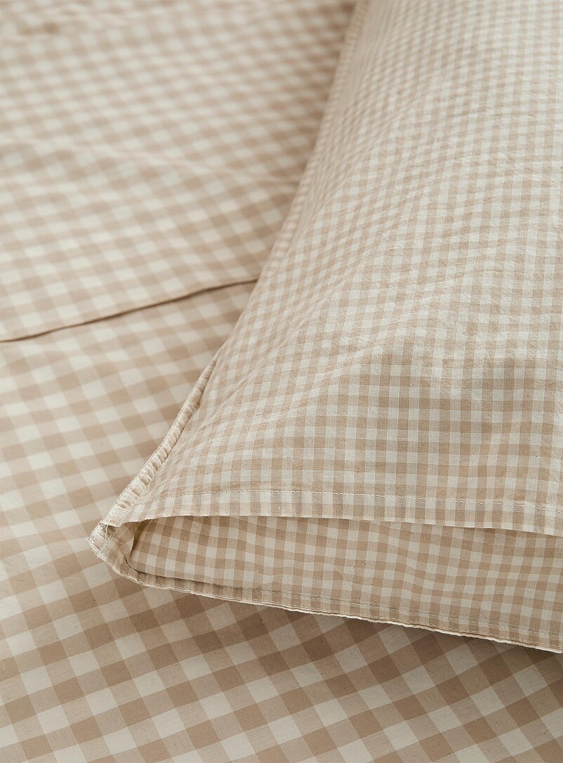 Simons Maison: Le couvre-oreiller de corps carreaux vichy Sable