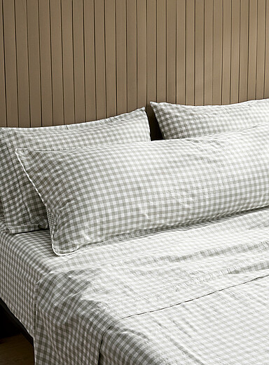 Gingham body pillow sham