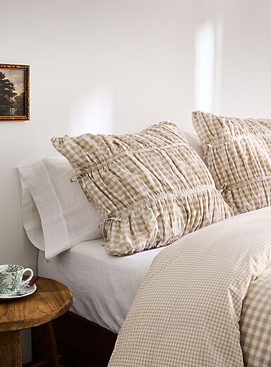 Small bows gingham pattern Euro pillow sham