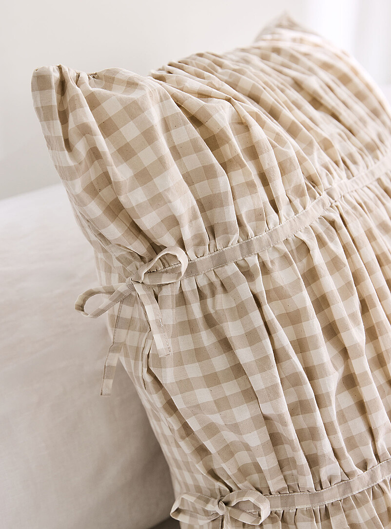 Simons Maison Sand Small bows gingham pattern Euro pillow sham