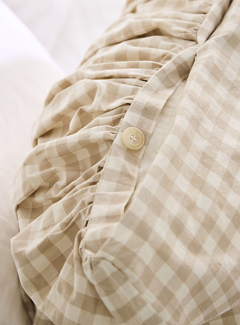 Simons Maison: Le couvre-oreiller euro carreaux vichy petites boucles Sable
