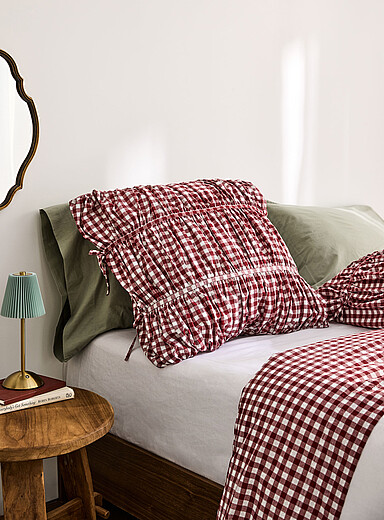 Simons Maison: Le couvre-oreiller euro carreaux vichy petites boucles Rouge