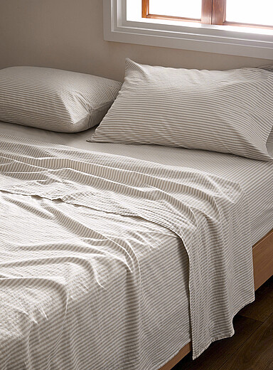 L'ensemble draps pur coton biologique fines rayures