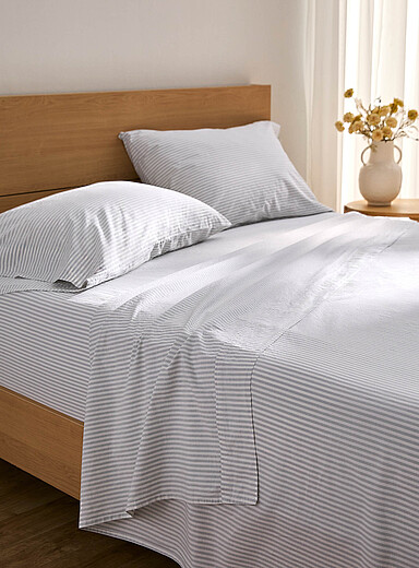 Simons Maison Baby Blue Fine stripe pure organic cotton sheet set