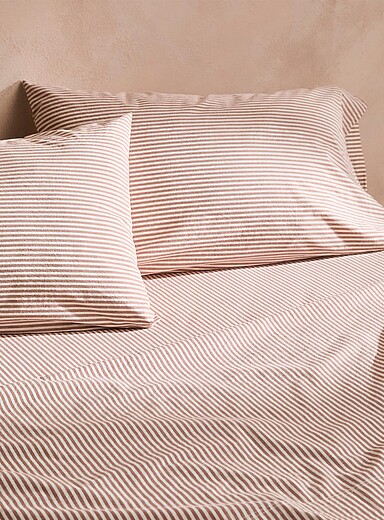Thin stripe 100% organic cotton pillowcases
