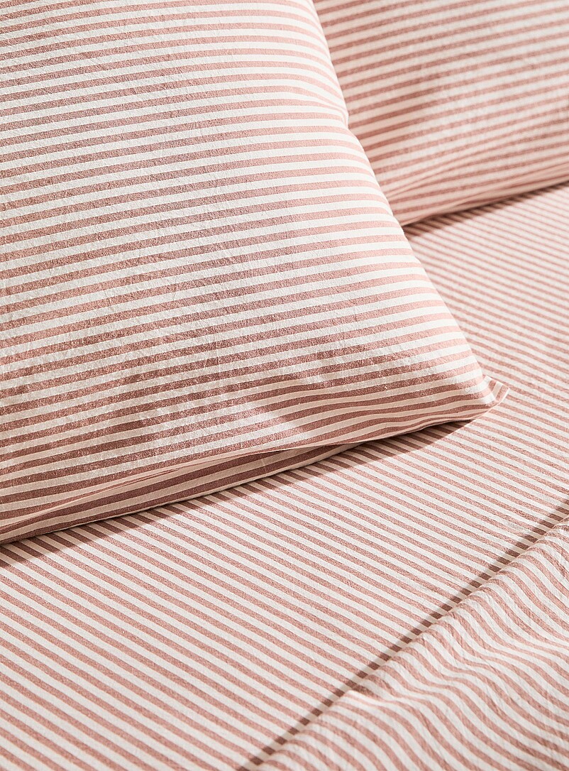 Simons Maison: Les taies d'oreiller pur coton biologique fines rayures Bronze - Ambre