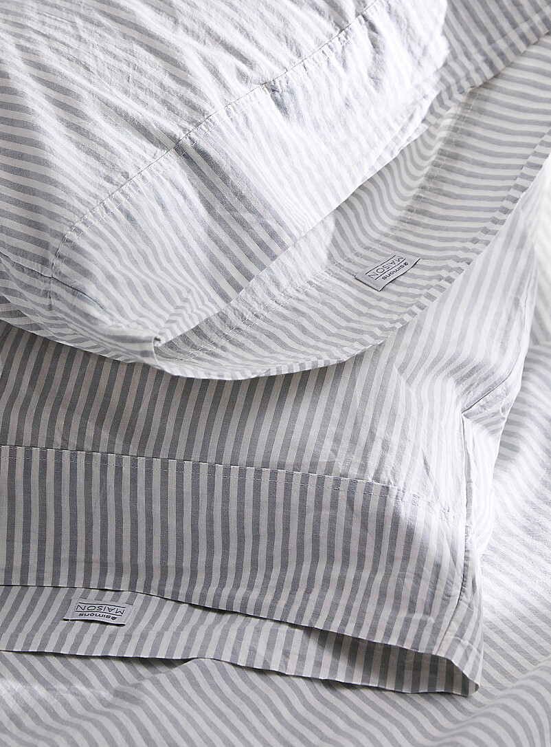 Simons Maison: Les taies d'oreiller pur coton biologique fines rayures Bronze - Ambre