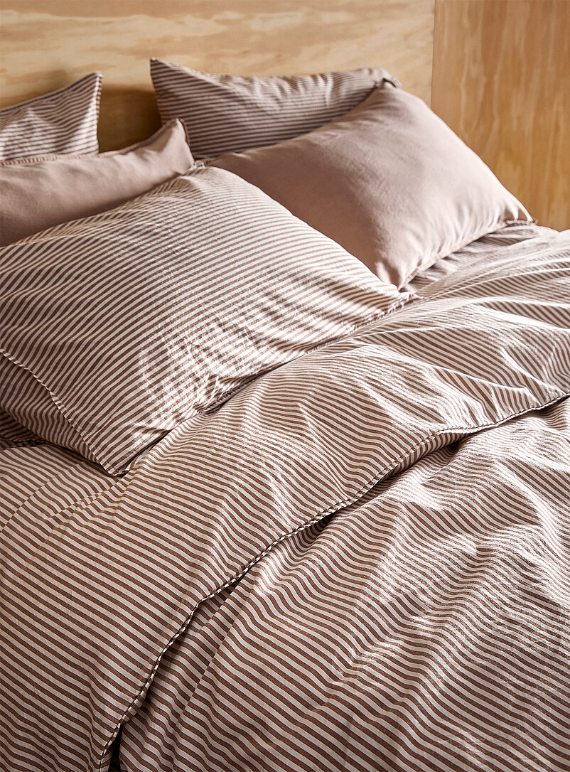 Simons Maison: L'ensemble housse pur coton biologique fines rayures Bronze - Ambre