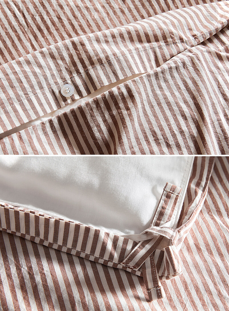 Simons Maison: L'ensemble housse pur coton biologique fines rayures Bronze - Ambre