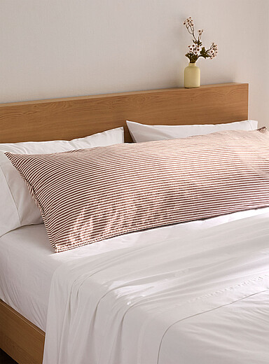 Pyjama-stripe pure organic cotton body pillow sham