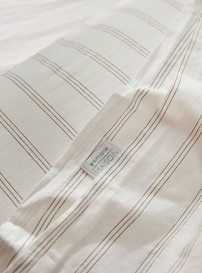 Simons Maison Patterned white Taupe pinstripes pillowcases Set of 2