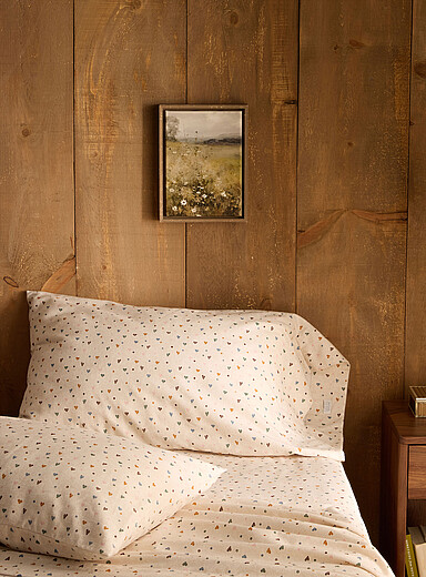 Hearts and polka dots organic cotton flannel sheet set Fits mattresses up to 16 in