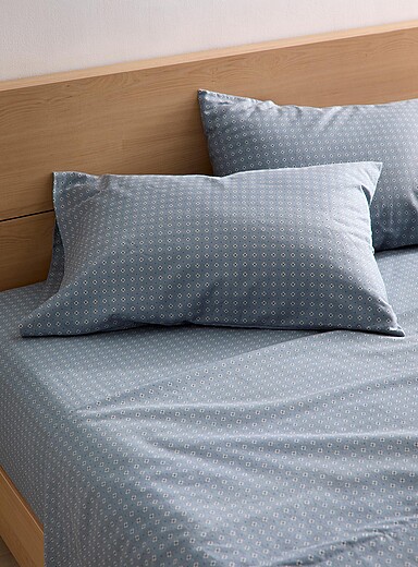 Simons Maison: Le drap finette bleu paisible mosa&iuml;que g&eacute;om&eacute;trique Pour matelas jusqu'&agrave; 16 po Bleu