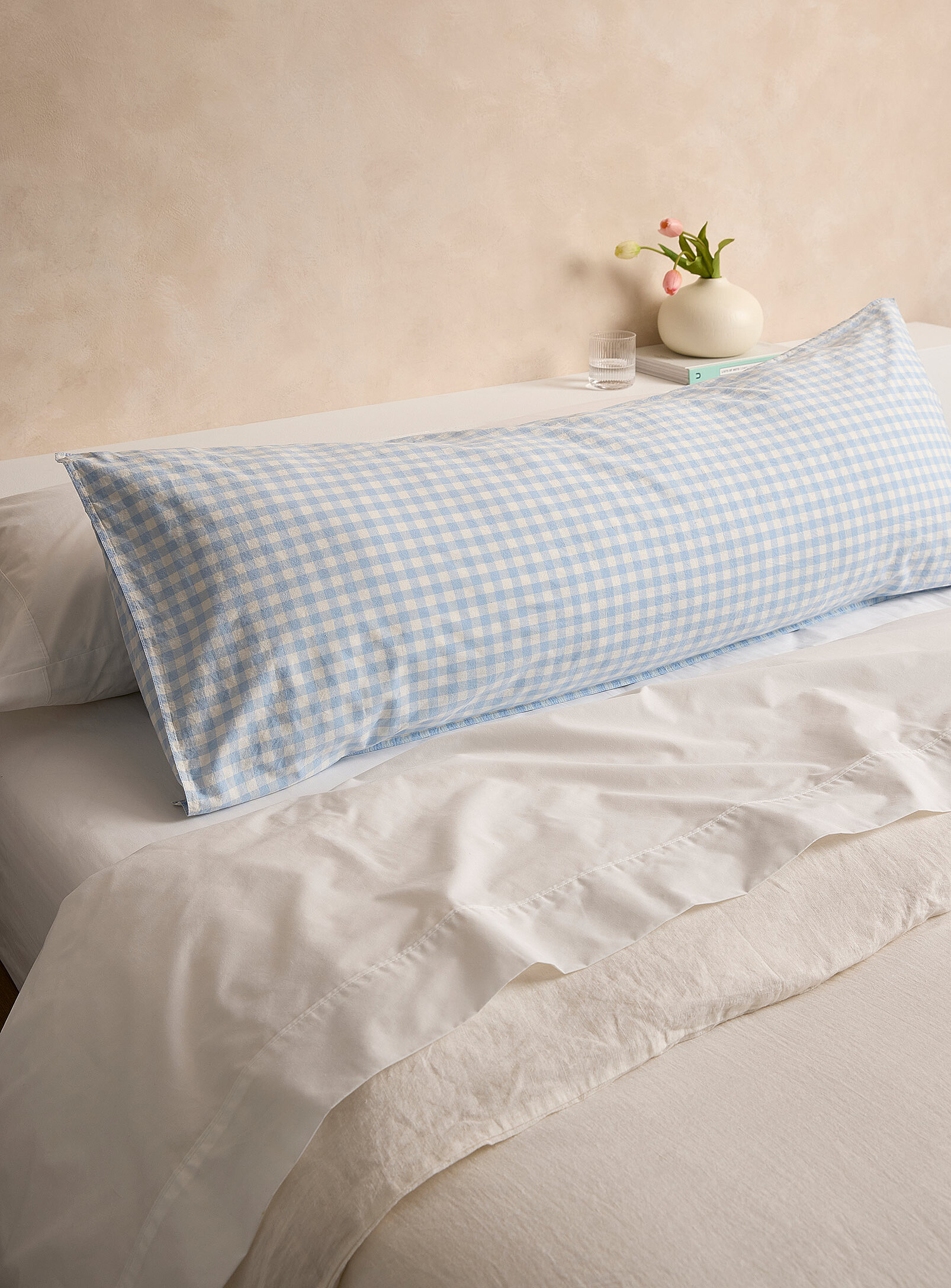 Simons Maison Gingham Checkered Pattern Body Pillow Sham In Blue