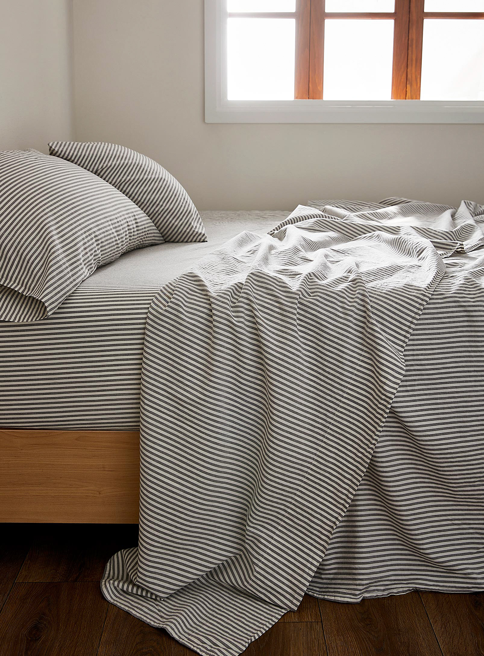 Simons Maison Thin Stripes Bedsheet Set In Grey