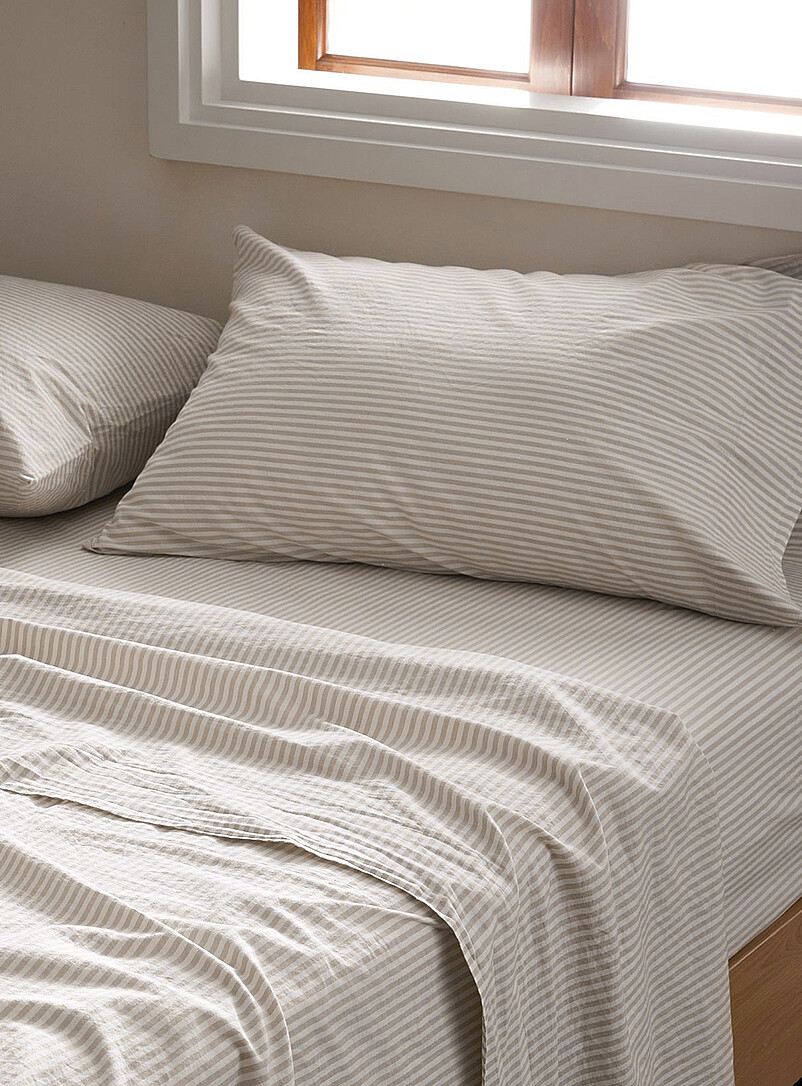 Thin stripe 100% organic cotton pillowcases product image (primary)