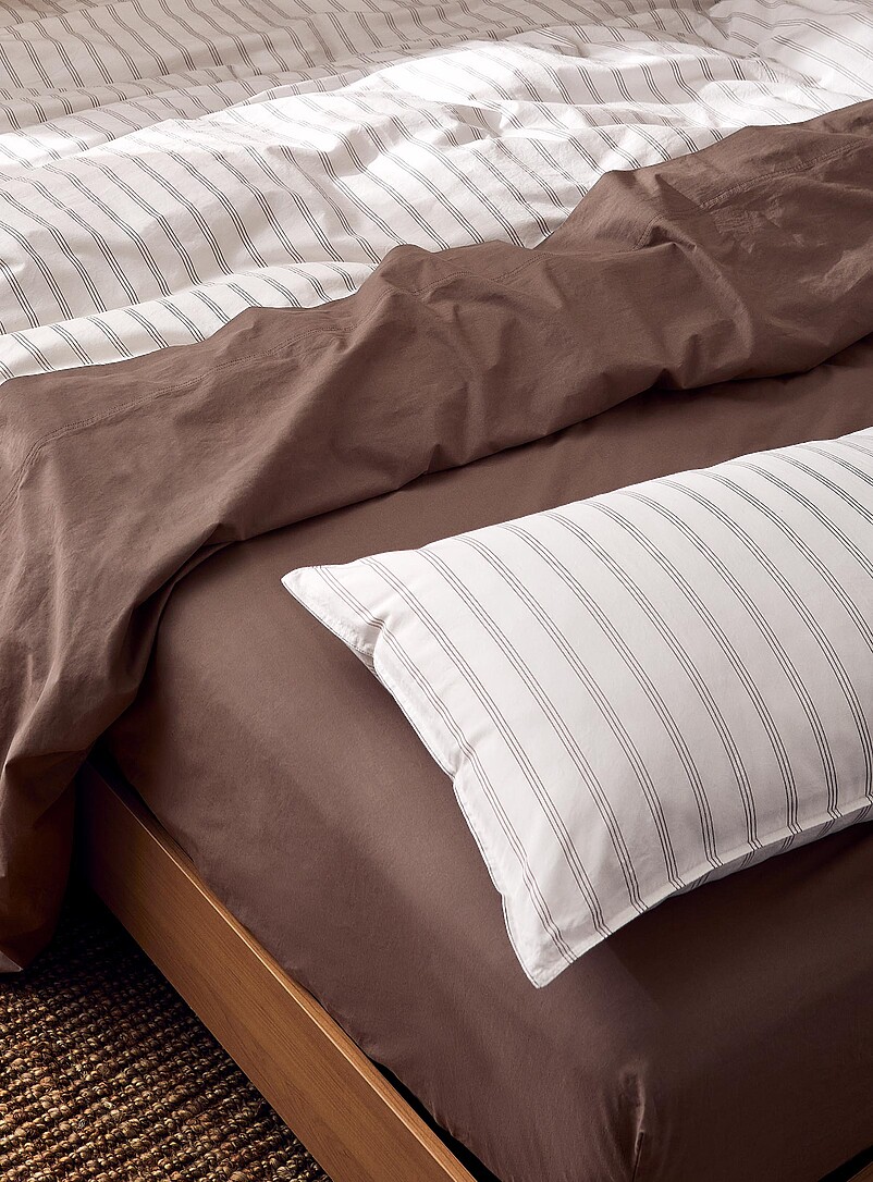 Taupe pinstripes duvet cover set product image 2