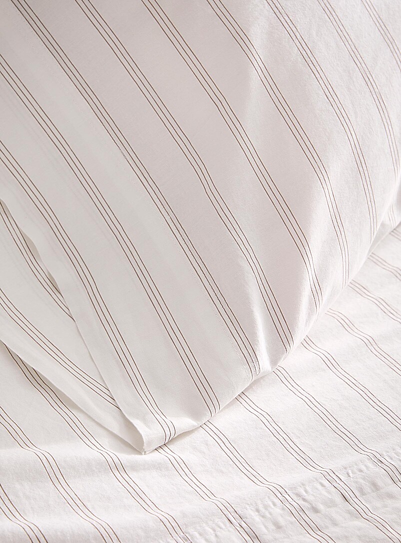 Taupe pinstripes sheet set Fits mattresses up to 16 in product image 2