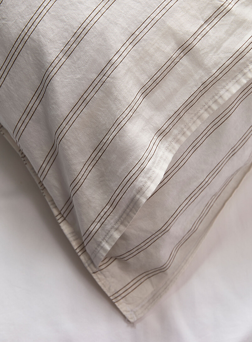 Taupe pinstripes body pillow sham product image 2