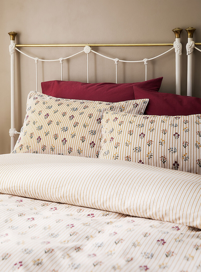 Stripes and fall flowers duvet cover set product image 2