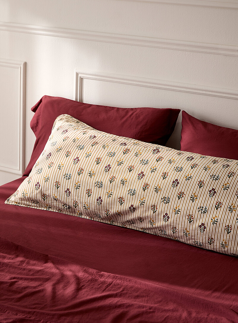 Stripes and fall flowers body pillow sham product image (primary)