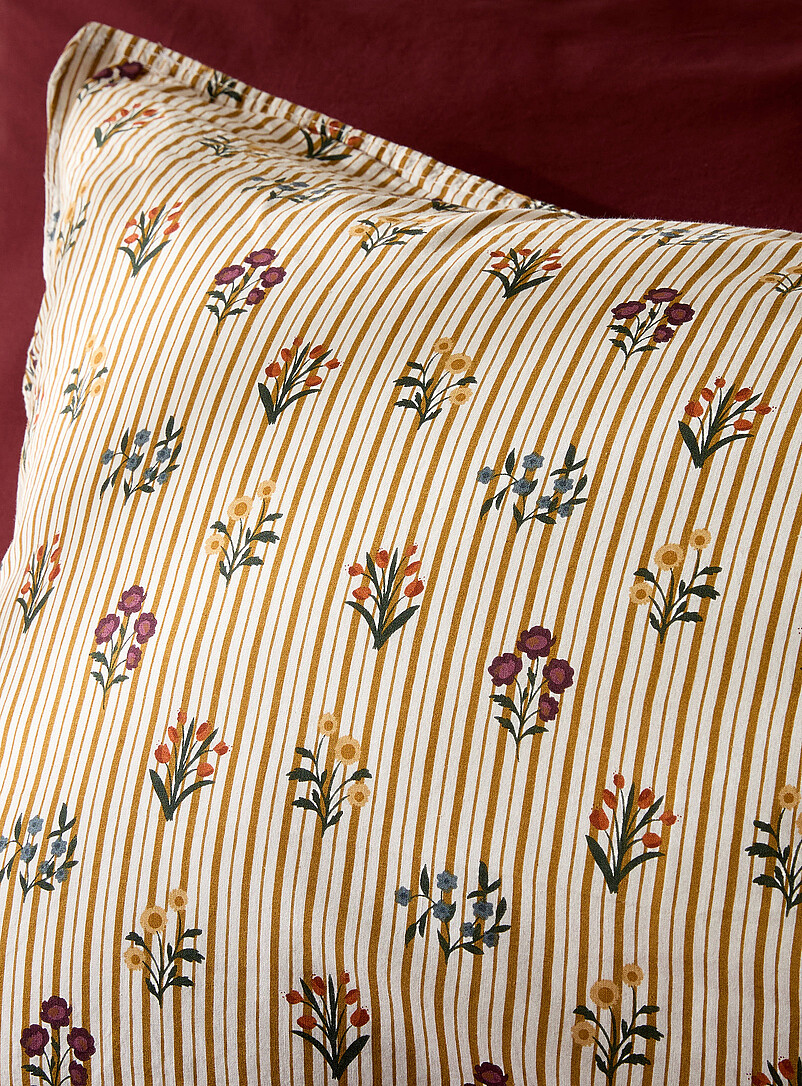 Stripes and fall flowers body pillow sham product image 2
