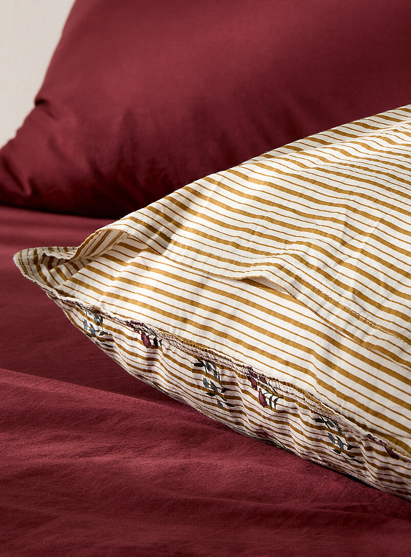Stripes and fall flowers body pillow sham product image 3