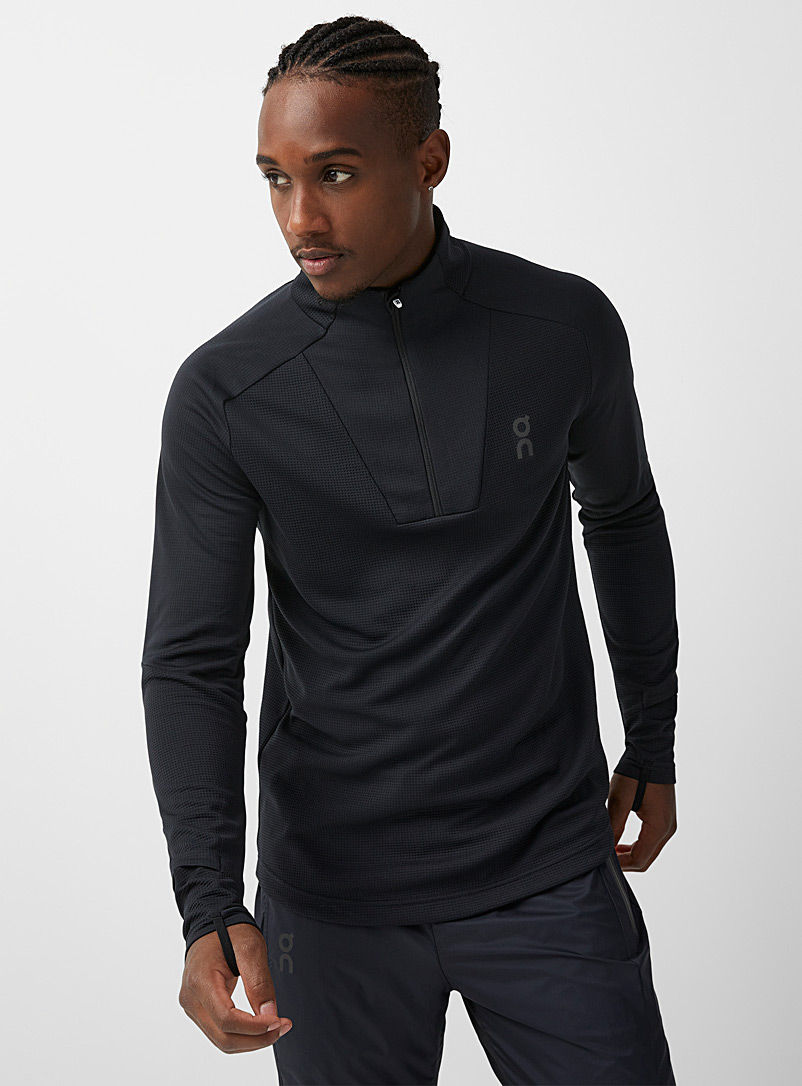 On Black Climate waffle jersey mock-neck top for men