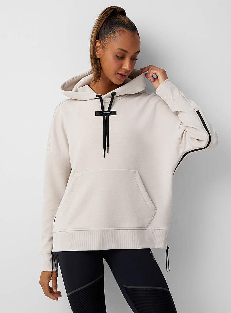 On Ivory White Side-zip hoodie for women