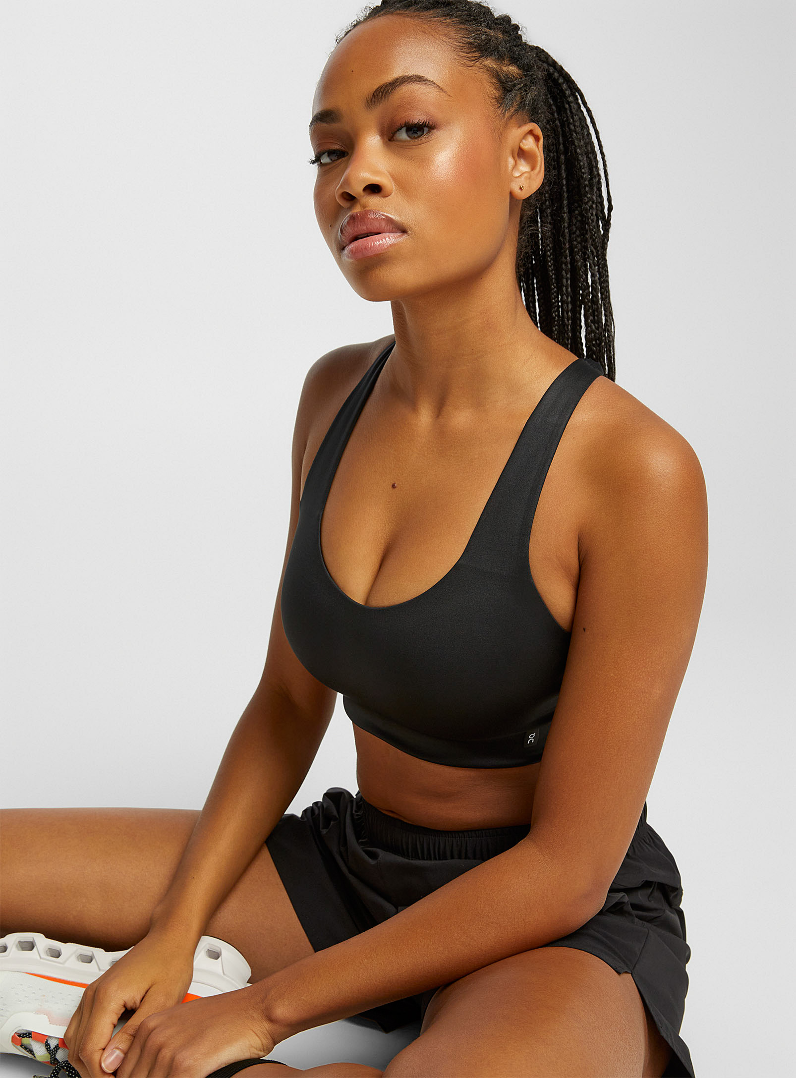 ON Active stretch recycled-jersey sports bra