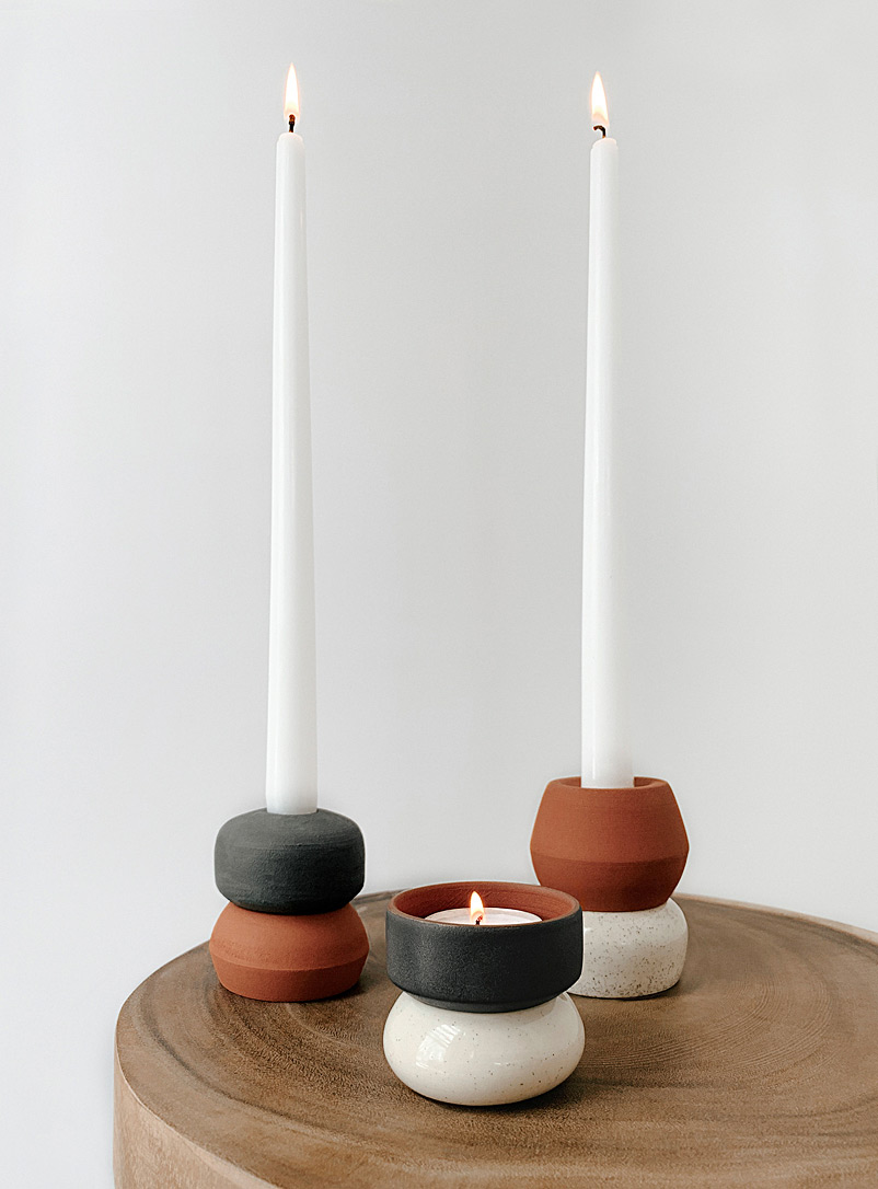 AND Ceramic Studio Assorted Capella reversible candle holder trio