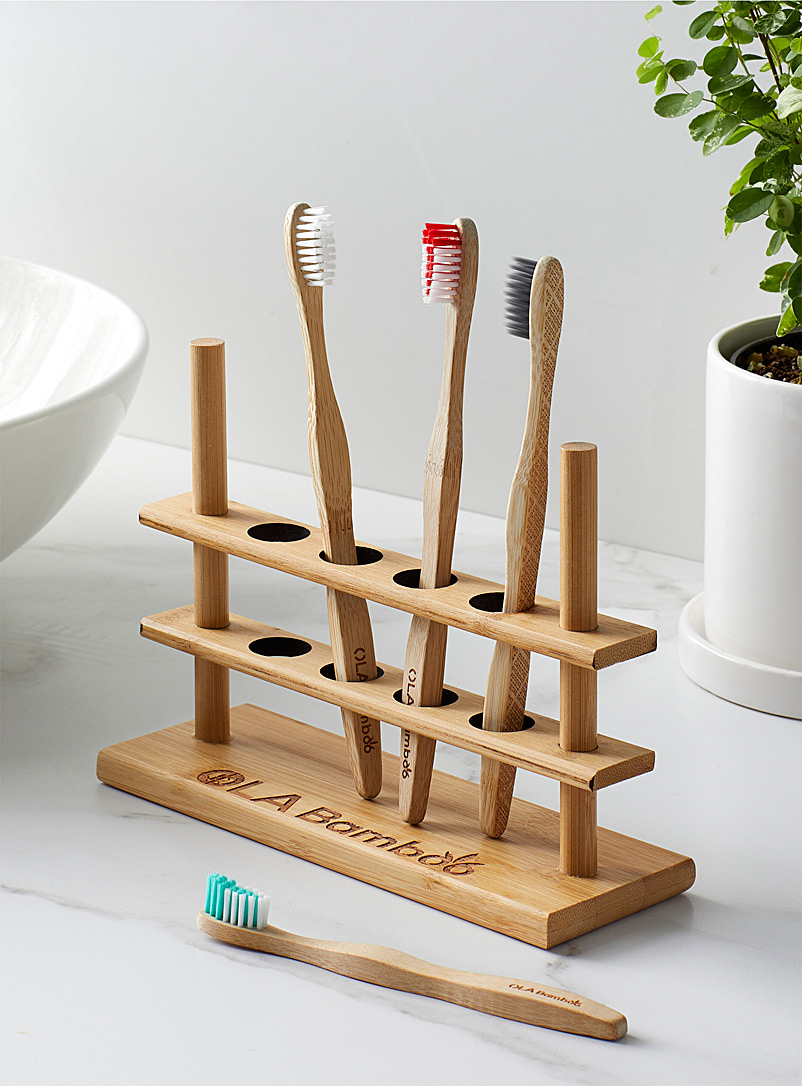 OLA Bamboo Assorted Family-size eco-friendly bamboo toothbrush holder