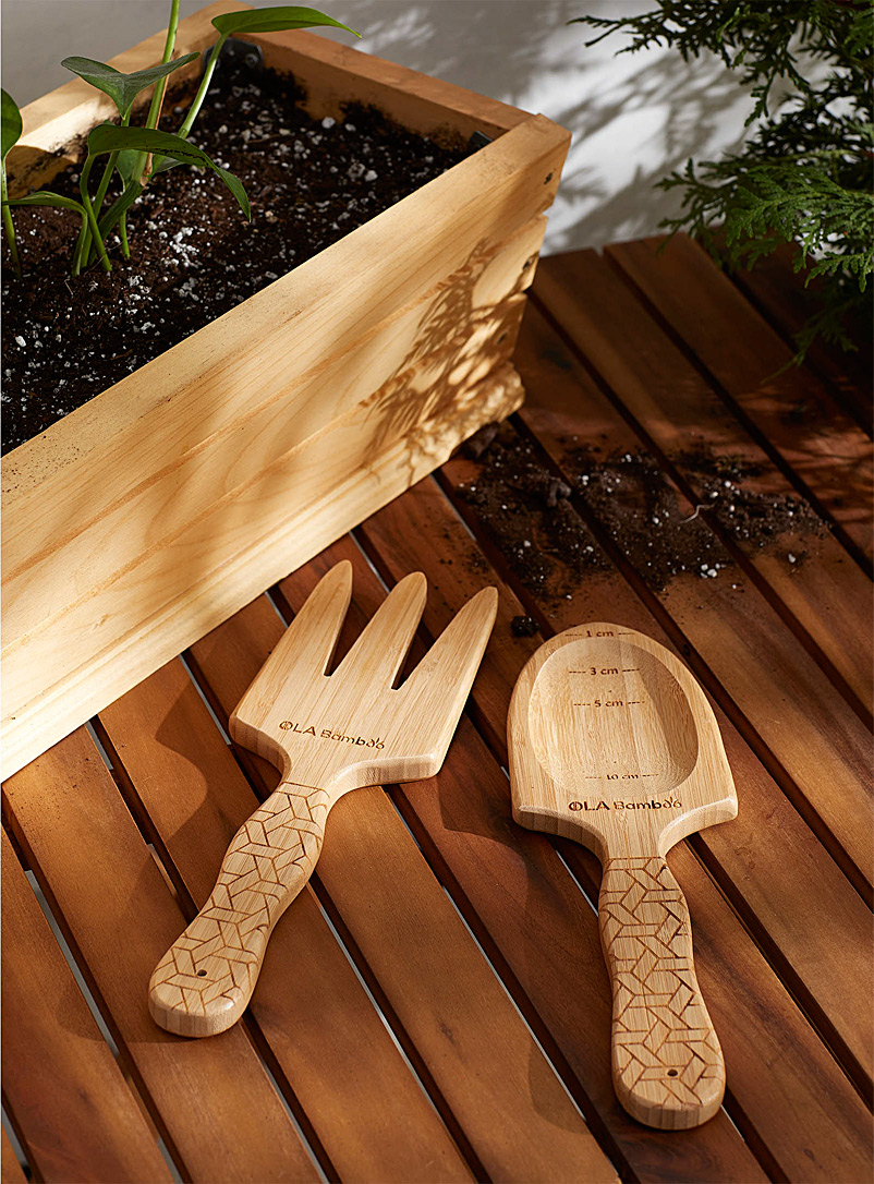 OLA Bamboo: Les outils de jardinage en bambou Ensemble de 2 Assorti
