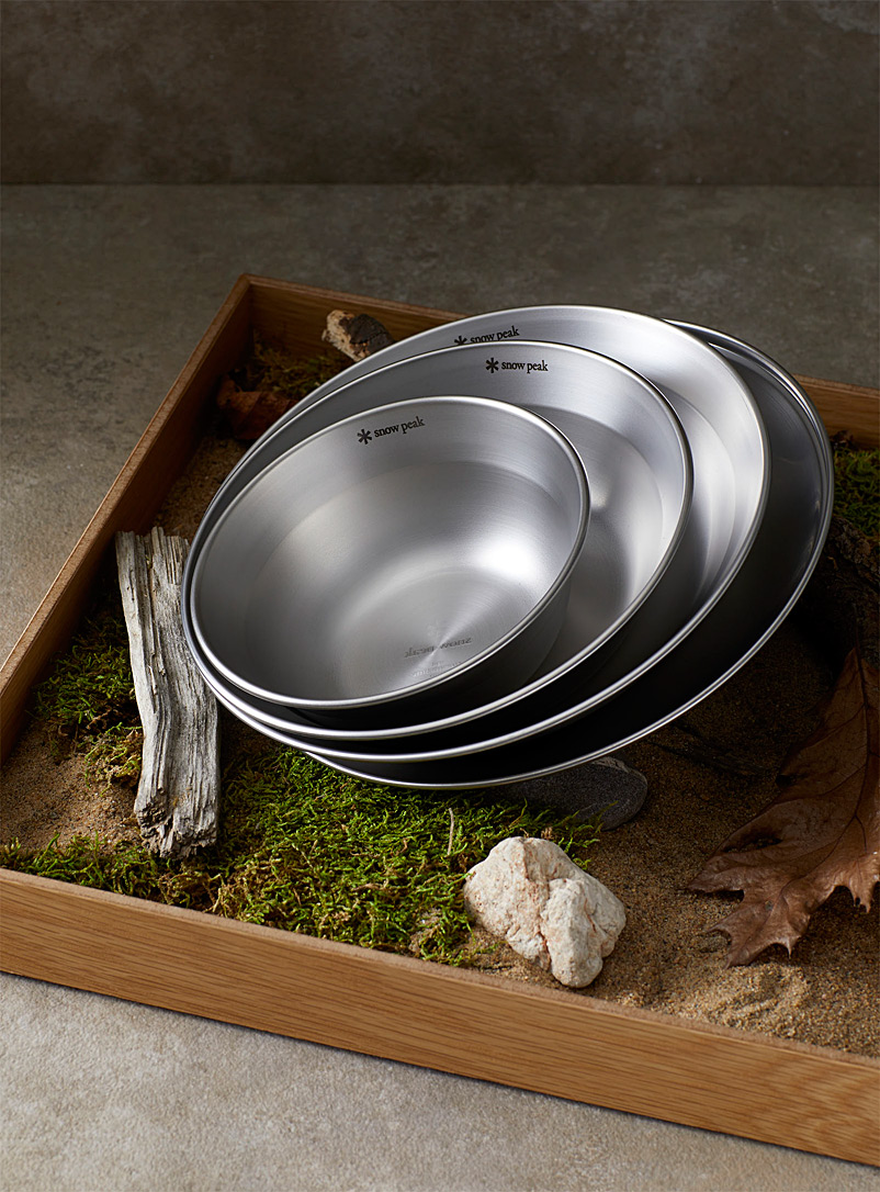 Snow Peak Silver Stainless steel dinnerware set 4-piece set for men